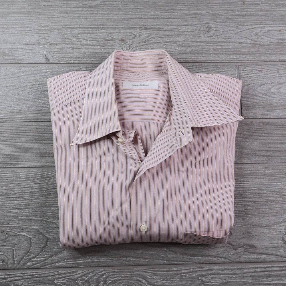 Ermenegildo Zegna Portofino Dress Shirt Men 16.5/42 Lavender Stripe